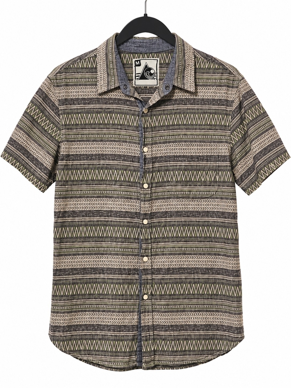 Beautiful Giant Men's Medium Geo Aztec Pearl Snap Short Sleeve Shirt